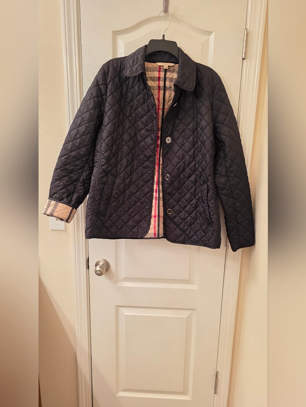 Women's Burberry Black Quilted Jacket with Classic Check Lining